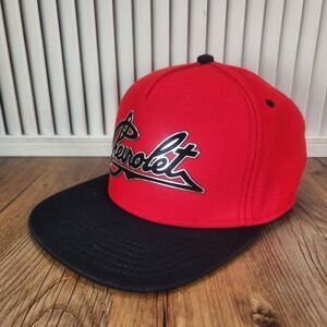 Chevrolet Script Chrome Snapback Hat Cap Red Black General Motors Brand Cars